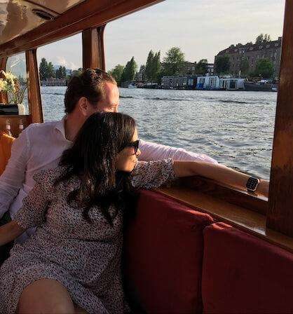 Couple on board the saloon boat Jonckvrouw